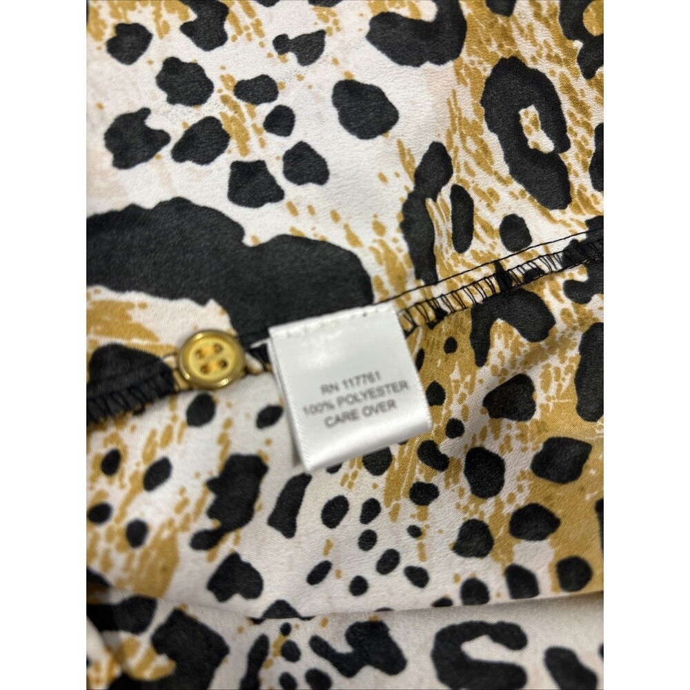 MPH Collection Animal Print Shirt Dress Petite Small Buttons Sash - Picture 9 of 10
